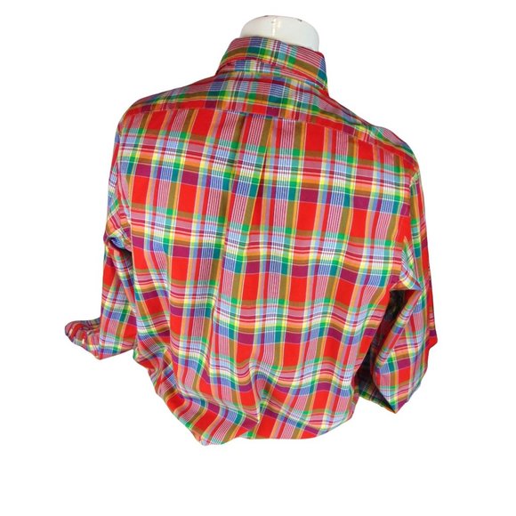 Ralph Lauren Polo Men's Button-Down Collared shirt  Large Red Checked EUC - Picture 7 of 7